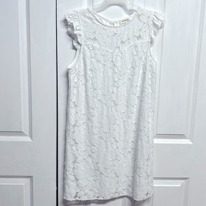 monteau white lace dress The Montague in Chantilly 8 / White Chantilly Lace catching embellishments MONTEAU Los Angeles Womens Short